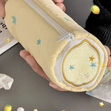 Vvsha Christmas gift Lemon Star Yellow Pen Bag Large Capacity Cute Pencil Cases Storage Bag Embroidered Stationery Bag Student Style Pencil Pouch