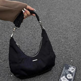 Vvsha Y2K Female Retro Underarm Bag Fashion Spice Girls Small Black Shoulder Bag Women's Soft Handbag