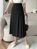 Vvsha High Waist Long Skirts Women New Arrival 2024 Fashion Korean Style Solid Color All-match Office Lady Elegant A-line Skirt