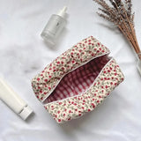 Vvsha Large Capacity Floral Print Women Makeup Bag Cosmetic Toiletries Square Pouch Handbag Travel Storage Organizer Make Up Bags