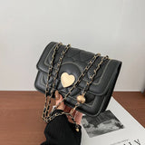 Vvsha New Arrivals Chain Shoulder Bag Fashion Heart Pattern Crossbody Bags For Women Flap Solid Pu Leather Lady Handbags