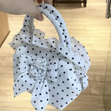 Vvsha Bowknot Dot Printed Design Handbag 2024 New Zipper Solid Flower Hobo Bags Casual Canvas Large Capacity Small Tote Bags For Women