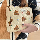 Vvsha New Cartoon Bear Tote Cosmetic Bag Women Quilting Cotton Mini Make Up Orgainzer Storage Pouch Portable Travel Wash Bags