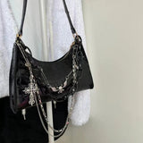 Vvsha Retro Women's Underarm Bag Trend Gothic Skull Chains Handbags and Purse Female High Street Punk Cross Ladies Shoulder Bags