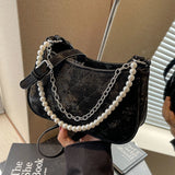 Vvsha Women's Shoulder Bag 2024 Spring Summer New Beadding Underarm Bags Temperament Versatile Chain Crossbody Bag Party Handbags