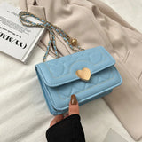 Vvsha New Arrivals Chain Shoulder Bag Fashion Heart Pattern Crossbody Bags For Women Flap Solid Pu Leather Lady Handbags