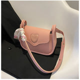 Vvsha Fashionable Pink Love Retro Saddle Bag Niche Design Shoulder Bag Versatile Pu Leather Crossbody Bag Fashion Women'S Shopping Bag