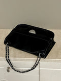 Black PU High Capacity Crossbody Bag 2023 New Women's Patent Leather Glossy Texture Chain Shoulder Bag Versatile Commute Handbag