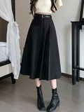 Vvsha High Waist Pleated Long Skirt Women New Arrival 2023 Autumn Korean Style Solid Color Ladies Elegant A-line Skirts W1361