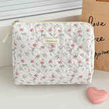 Vvsha Cute Rose Bow Women Makeup Storage Bag Portable Cosmetic Toiletry Organizer Pouch Large Capacity Tote Mini Clutch Bag Handbag