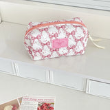 Vvsha New Kawaii Pink Bowknot Women Cosmetic Quilted Bag Large Capacity Toiletry Makeup Storage Handbag Pouch Mermaid Zipper Bags