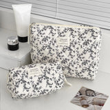 Vvsha Fashion Ins Black Flower Women Quilting Bags Handbag Travel Organizer Cosmetic Makeup Storage Pouch Portable Zipper Tote Bag