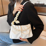 Vvsha Fashion Pleated Crossbody Shoulder Bag Fashion Cloud PU Leather Small Handbags Purse Women Pearl Luxury Design Underarm Bags