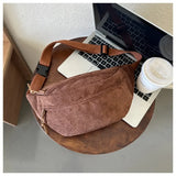 Vvsha Corduroy Women Waist Bag Canvas Student Shoulder Crossbody Chest Bag 2024 Fanny Pack Fashion Phone Banana Female Bum Belt Bags