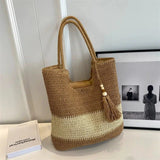 Vvsha Tassel Decor Handwoven Straw Tote Bag