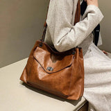 Vvsha Turn Lock Closure Leather Handbag