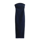 Vvsha Yanet Denim Strapless Maxi Dress