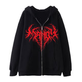 Vvsha Christmas Gift outfit  Oversized Hoodie Women Streetwear Gothic Style Zipper Cardigan Long Sleeve Winter Hoodie Fashion Harajuku Tops Women Sweatshirt