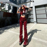 Vvsha Christmas Gift Outfit Faux Leather Pants Women's Pants High Waist Lady Loose Sexy Streetwear Fashion Elegant Straight Leg Pants Female Trouser