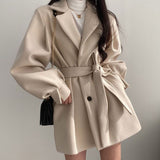 Vvsha Christmas Gift Outfit fall outfits women  Thick Woolen British Coat Women's Overcoat MidLength Autumn and Winter Trench Coat Small