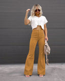 Vvsha Christmas Gift outfit -Back to school season Vvsha Christmas Gift outfit  Women's Pants 2024 Summer Solid Medium Waist Slim Fit Micro Flare Pants Corduroy Elastic Waist Casual Pants Commuter