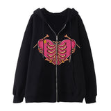 Vvsha Christmas Gift outfit  Oversized Hoodie Women Streetwear Gothic Style Zipper Cardigan Long Sleeve Winter Hoodie Fashion Harajuku Tops Women Sweatshirt