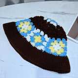 Vvsha Christmas Gift Outfit Women Knitted Lattice Fisherman Hat Handmade Crochet Color Matching Basin Hat Spring and Autumn Knitted Sunscreen Sun Hat