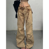 Vvsha Christmas Gift Outfit Women's Jeans High Waist Hip Hop Straight Fashion Pants Streetwear Harajuku Y2K Star 2024 Female Wide Leg Denim Trouser