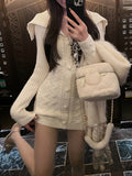 Vvsha  party look inspos Winter Vintage Knitted One Piece Dress Women Off Shoulder Elegant Mini Dress Female Korean Fashion Designer Y2k Party Dress 2024