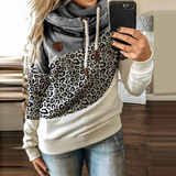 Vvsha Christmas Gift Outfit Graduation Gifts  Women Patchwork Hooded Sweatshirt Autumn Winter Leopard Print Harajuku Drawstring Hoodie Casual Long Sleeve Pullover Tops Female