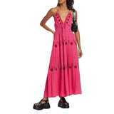 Vvsha Christmas Gift Outfit Bohemian Beach Long Dress for Women 2024 Summer V Neck Backless Halter Birthday Party Vestidos De Mujer