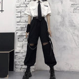 Vvsha Christmas Gift Outfit Cyber Monday Sales Autumn Fashion Cargo Pants Women Gothic Punk Black Wide Leg Lady Hot Pants Korean Fashion Street Wear Casual Trousers New