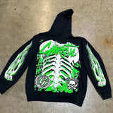 Vvsha Harajuku Green Punk Ribs Painting Printed Sweatshirt Oversized Tracksuit Men Y2k Hoodies Women Streetwear 2024 Tops Men Clothing