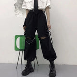 Vvsha Christmas Gift Outfit Cyber Monday Sales Autumn Fashion Cargo Pants Women Gothic Punk Black Wide Leg Lady Hot Pants Korean Fashion Street Wear Casual Trousers New