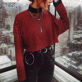 Vvsha Christmas Gift Outfit 2022 New Prep Women Pullover Top Fit Female Retro Striped Croped Tops Students Allmatch Womens Autumn Sweatershirts