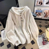 Vvsha Christmas Gift outfit  sweater Japanese Style Hooded Thickened Sweater Women's Autumn and Winter Loose Soft Glutinous Lazy Style Drawstring Sweater Top