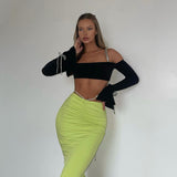 Vvsha Christmas Gift outfit  Shine Strings One Shoulder Solid Bandage Sexy Crop Top 2024 Summer Women Fashion Outfits Club Elegant Streetwear Y2K