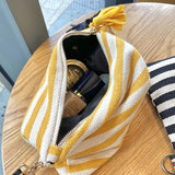 Vvsha Cosmetic Bag Women Striped Makeup Case Organizer Korean Tassel Cosmetic Pouch Necesserie Travel Toiletry Bag Canvas Beauty Case