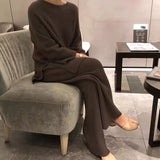 Vvsha Christmas Gift Outfit 2024 Women Elegant Sweater Suit Elegant Knitted Two Pieces Set Autumn Winter Oversized Pullover And Trousers Suit Female Outfits