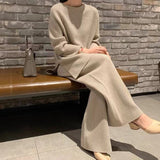 Vvsha Christmas Gift Outfit 2024 Women Elegant Sweater Suit Elegant Knitted Two Pieces Set Autumn Winter Oversized Pullover And Trousers Suit Female Outfits