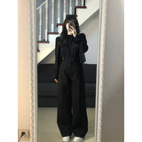 Vvsha Christmas Gift Outfit classy outfits men Yujie Style Texture LongSleeved Shirt Suit Women's Autumn High Waist Straight WideLeg Pants Elegant Black Lantern Sleeve Top