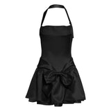 Vvsha Christmas Gift Outfit hoco dresses Fashion 2024 Summer New Women's Clothing Sexy Pure Desire Hot Girl Style Bow Halter Backless Slim Fit Dress Women