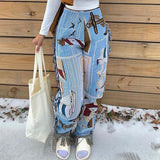 Vvsha Christmas Gift outfit  2023 Spring Autumn Women Pant High Waist Activewear Pencil Trousers Sporty Print Side Tassel Jogger Pants Sweatpants