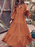 Vvsha Christmas Gift Outfit Temperament VNeck Long Sleeve Flowy Dress