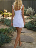 Vvsha White French Button Front Mini Dress