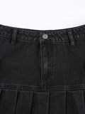 Vvsha Pocket Pleated Denim Cargo Mini Skirt