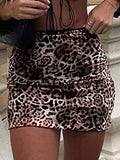 Vvsha Leopard Print Mesh Paneled Mini Skirt