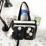 Japan Style Kawaii Women Shoulder Bags Waterproof Nylon Panelled Handbag Casual Tote 2021 Cute Shopping Crossbody Bag for Ladies