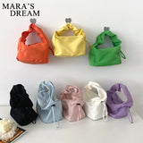 Christmas Gift Mara's Dream Fashion Bags Totes Women Bag Pleated Bags Female Handbag Girl All-match Candy colors HandBag Baguette Shape Bags