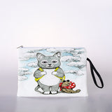 Women's cosmetic bag Japanese style illustration cat digital printing cosmetic bag travel storage bag cosmetic bag